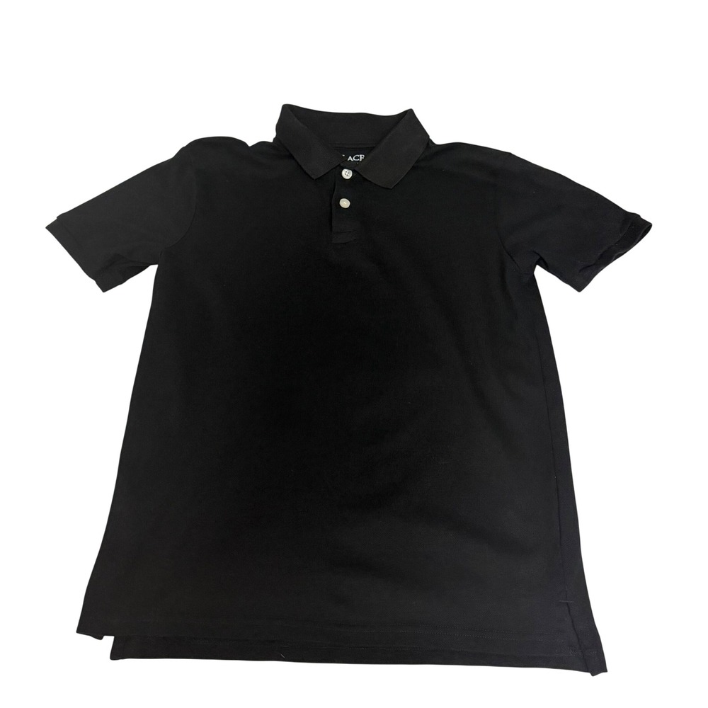 The Childrens Place Kids XL 14 Black Short Sleeve Pique Polo Shirt 100% Cotton